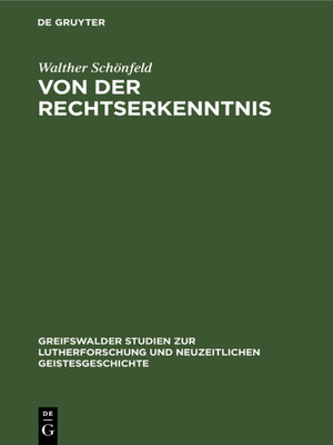 cover image of Von der Rechtserkenntnis